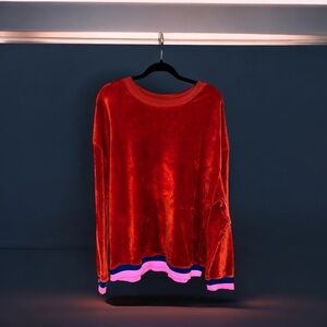 Velvet Red Sweatshirt with Pink Trim